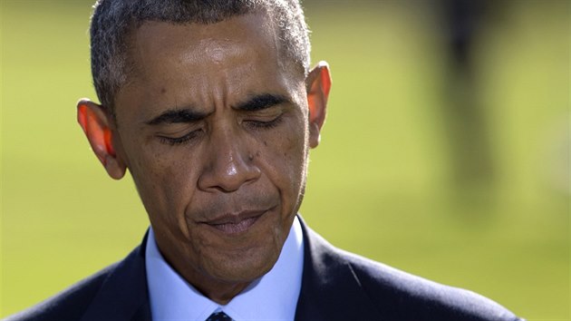 Americk prezident Barack Obama bhem svho projevu k tokm na Islmsk stt v Srii (23. z 2014)