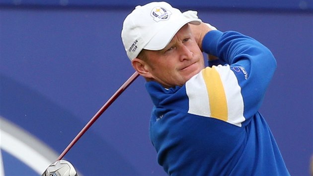 Jamie Donaldson odpaluje mek na Ryder Cupu.