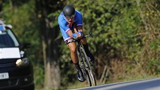 �eský cyklista Jan Bárta b�hem �asovky na mistrovství sv�ta v Ponfferad�