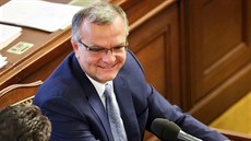 Místopředseda TOP 09 Miroslav Kalousek při jednání sněmovny (25. září 2014)