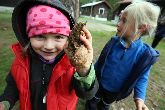 Děti jsou z lesní školky ve Svatošských skalách nedaleko Karlových Varů nadšené.