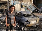 Výbuch bomb v automobilech v Bagdádu (1. íjna 2014).