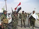Irácké iítské milice, které bojojí proti islamistm (2. íjna 2014).
