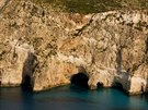 Modré jeskyn na západním pobeí ostrova Zakynthos