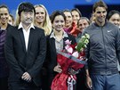 S OSTATNÍMI HRÁI. Tenistka Li Na (uprosted) se v Pekingu louila s dalími...
