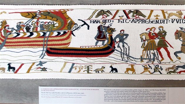 Kopie tapisérie z Bayeux je vystavena v Regionálním muzeu Litomyšl