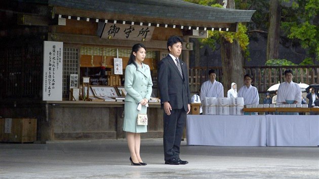 Japonsk princezna Noriko a jej manel Kunimaro Senge  (Izumo, 5. jna 2014)