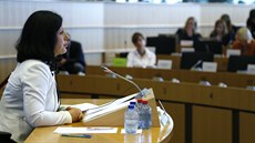 Věra Jourová při slyšení před Evropským parlamentem (1. října 2014).