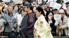 Kunimaro Senge a japonská princezna Noriko (Izumo, 5. íjna 2014)