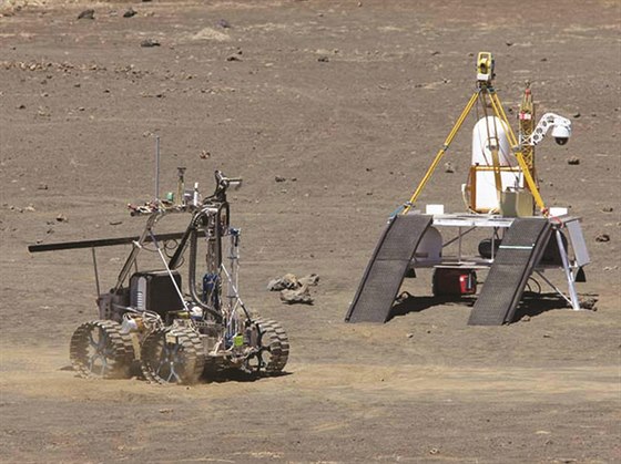 Test lunárního vozítka pro misi Resource Prospector Mission (RPM)