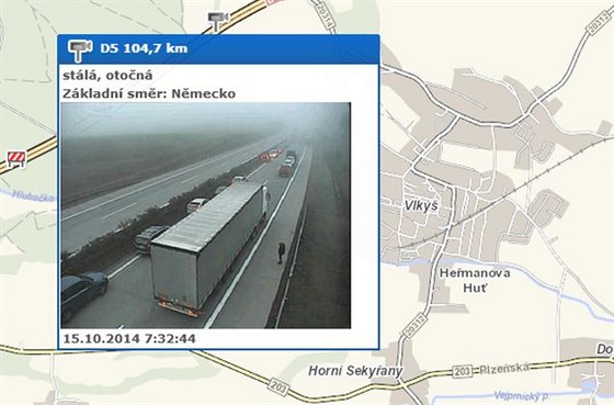 Kolona ped nehodou na dálnici D5 ve smru na Nmecko (14. 10. 2014)