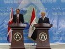 Britský ministr zahranií Philip Hammond (vlevo) hovoí na tiskové konferenci s...