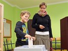 Volební místnost na Gymnáziu �ajkovského v Olomouci. (10. �íjna 2014)