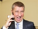 Ministr financí a p�edseda hnutí ANO Andrej Babi� ve volebním �tábu strany v...