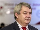 P�edseda KS�M Vojt�ch Filip ve volebním �tábu strany v Praze. (11. �íjna 2014)