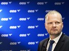 P�edseda ODS Petr Fiala ve volebním �tábu strany v Praze. (11. �íjna 2014)