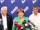 Zvolená senátorka Zuzana Baudyšová hovoří na tiskové konferenci hnutí ANO. (18....