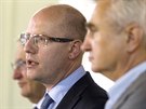P�edseda �SSD Bohuslav Sobotka hovo�í na tiskové konferenci strany k volebním...
