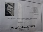Parte oznamující úmrtí Pavla Landovského. (17. října 2014)