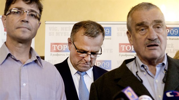 Tiskov� konference TOP 09 k v�sledk�m voleb do Sen�tu. (18. ��jna 2014)