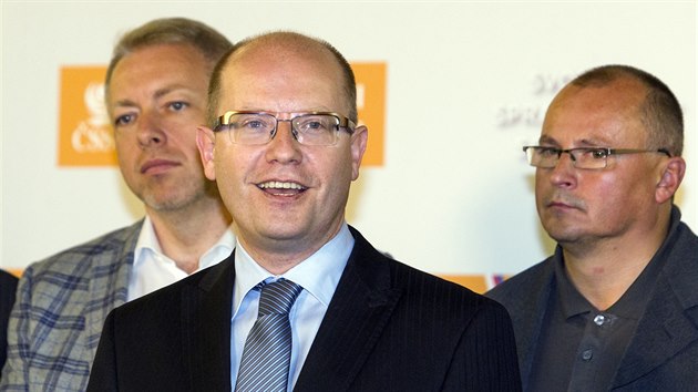 P�edseda �SSD Bohuslav Sobotka hovo�� na tiskov� konferenci strany k volebn�m...