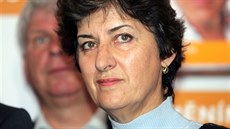 Alena Gajdková pi tiskové konferenci vedení SSD ve volebním tábu strany v...