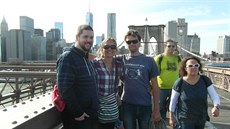 S kamarádem Spencerem na slavném Brooklyn Bridge