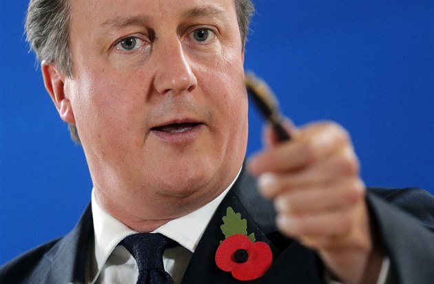 Britský premiér David Cameron na summitu EU v Bruselu (24. �íjna 2014).