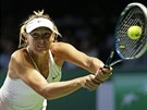 Ruská tenistka Maria arapovová bojuje se zaatým výrazem proti Kvitové na...