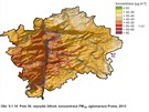 Prmrné koncentrace polétavého prachu PM10 v ovzduí v Praze v roce 2013.
