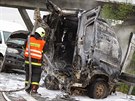 Hromadná nehoda na dálnici D2 u Brna ve smru na Bratislavu (23. íjna, 2014).