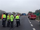 Dopravní nehoda kamion poblí Hoovic na dálnici D5.