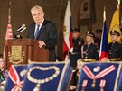 Prezident Milo Zeman pi slavnostním pedávání státních vyznamenání v den 96....