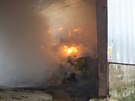 Požár skladu slámy v Borovanech.