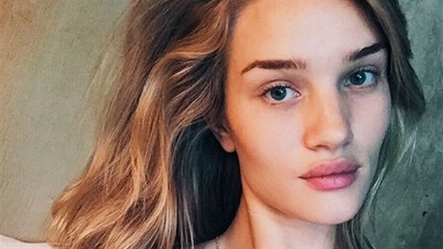 Rann fotku bez make-upu zveejnila i modelka Rosie Huntington-Whiteleyov.