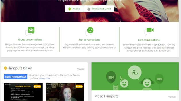 Google Hangouts je dal st Google+, kter si ije vlastnm ivotem.