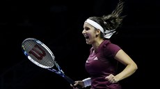 Sania Mirzaová se raduje bhem deblového finále na Turnaji mistry.