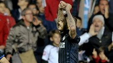 Mauro Icardi z Interu Milán se raduje ze vstelené branky.