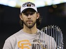 HRDINA. Nejuitenjím hráem finále MLB 2014 se stal Madison Bumgarner. 