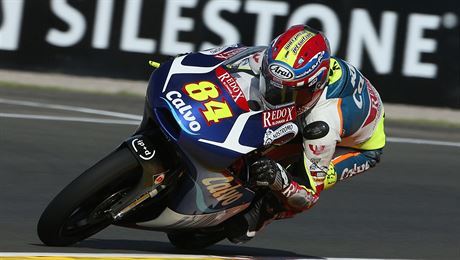 Jakub Kornfeil bhem kvalifikace tídy Moto3 na Velké cen Valencie.