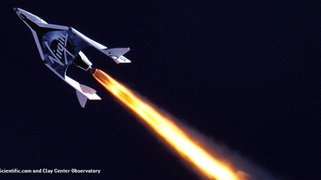 SpaceShip Two při zkušebním letu.