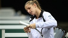 Karolína Plíková na tréninku fedcupového týmu.