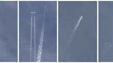Série snímk zachycující poslední okamiky kosmické lod SpaceShipTwo. Plavidlo...