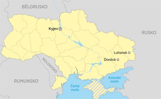 Doněck, Luhansk, Kyjev, Mapa