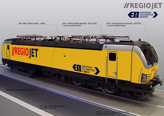 Pronajaté lokomotivy Siemens Vectron získají žlutý firemní nátěr RegioJet podle...