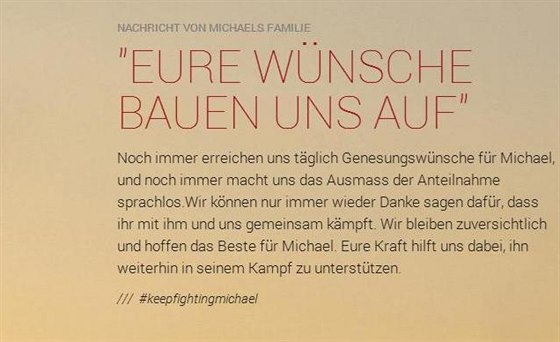 Zprva rodiny Michaela Schumachera