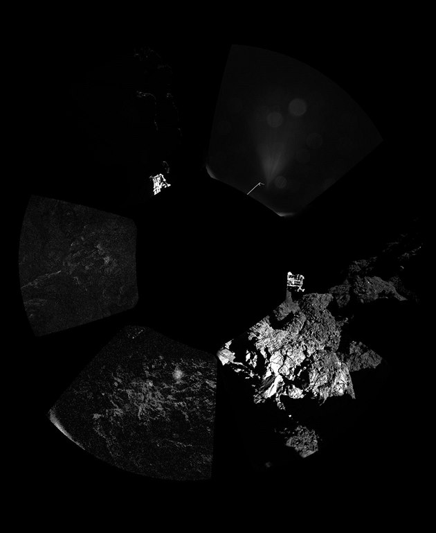 Oficiální �panoramatický� snímek z místa p�istání vesmírné laborato�e Philae na...