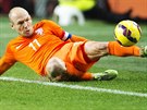 Nizozemský záloník Arjen Robben bhem pípravného utkání proti Mexiku.