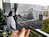MELANTRICH, 10.12. Pi manifestaci v Den lidskch prv zazpvala z balkonu Melantrichu na Vclavskm nmst Marta Kubiov svou Modlitbu pro Martu.