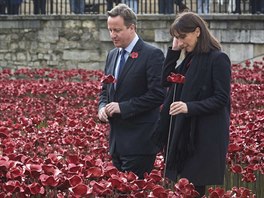 Památku padlých britských voják uctil s manelkou i premiér David Cameron.
